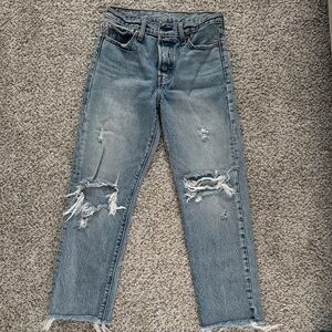 Levi's Distressed Light Blue Ankle Jeans
